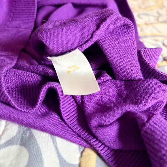 KATE SPADE LIVE COLORFULLY Woman's Purple Silk/Cotton Cardigan Sweater, Small - Picture 11 of 11